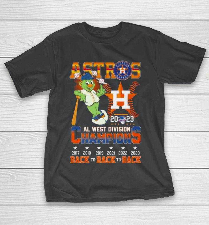 Astros 2023 Al West Division Champions Back To Back To Back 2017 2023 T-Shirt