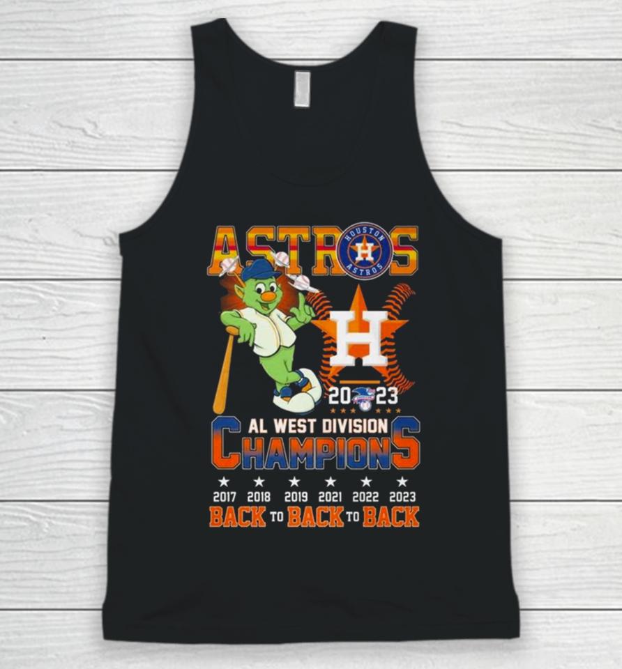 Astros 2023 Al West Division Champions Back To Back To Back 2017 2023 Unisex Tank Top