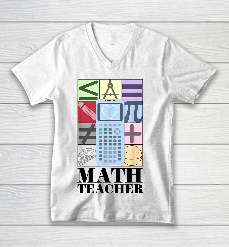 @Iteachalgebra Math Teacher Unisex V-Neck T-Shirt