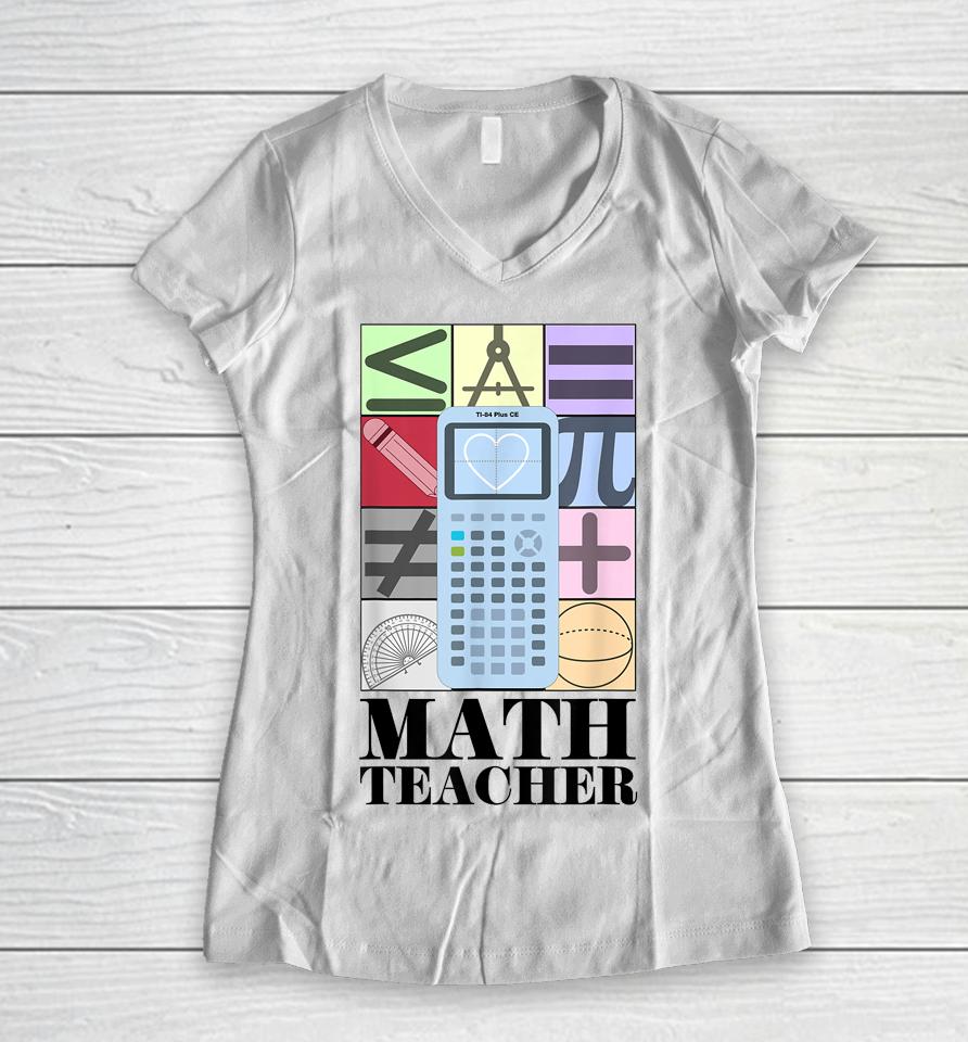 @Iteachalgebra Math Teacher Women V-Neck T-Shirt