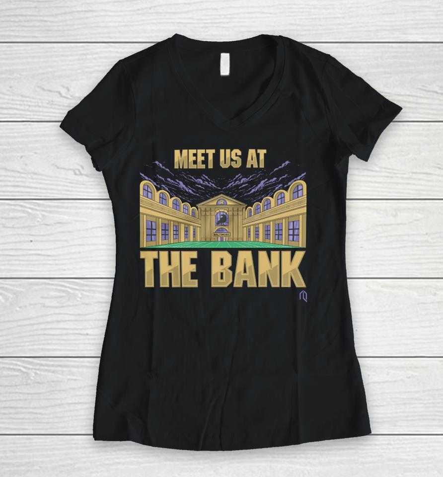 Athletelogos Meet Us At The Bank Women V-Neck T-Shirt