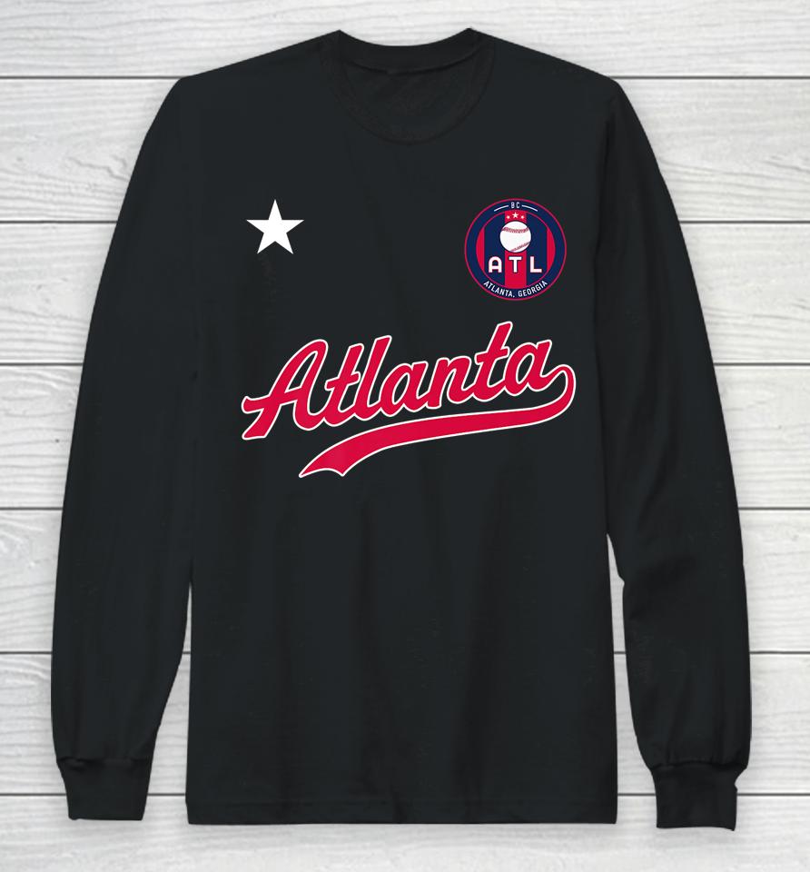 Atlanta Baseball Jersey - Atl Mini Badge Long Sleeve T-Shirt