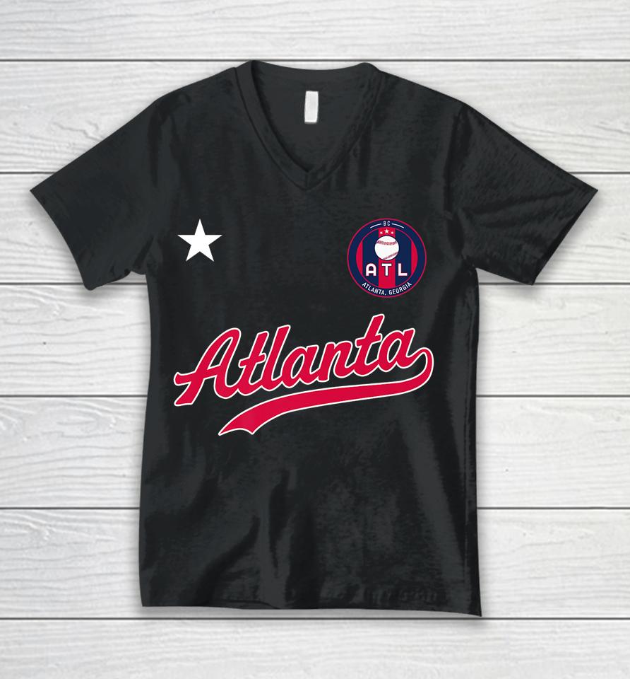 Atlanta Baseball Jersey - Atl Mini Badge Unisex V-Neck T-Shirt