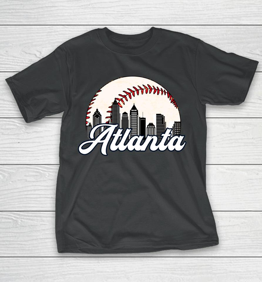 Atlanta Baseball Skyline Atlanta Cityscape T-Shirt