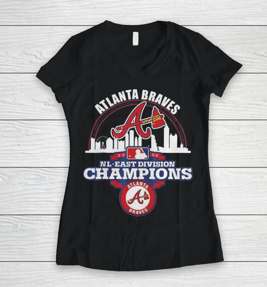 Atlanta Braves 2022 Nl East Division Champions Women V-Neck T-Shirt