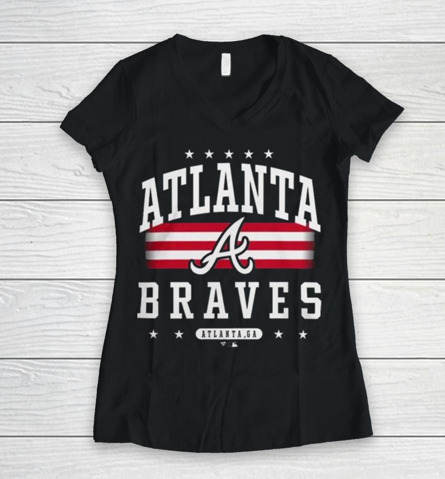Atlanta Braves Americana Team Atlanta, Ga Logo Women V-Neck T-Shirt