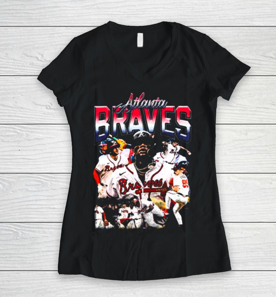 Atlanta Braves Baseball Tee » Vintage Heavyweight Women V-Neck T-Shirt