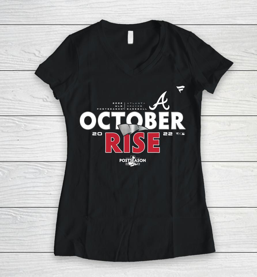 Atlanta Braves Fanatics Branded 2022 October Rise Postseason Women V-Neck T-Shirt