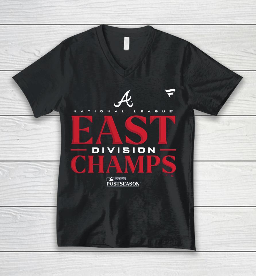 Atlanta Braves Fanatics Branded 2023 Nl East Division Champions Locker Room Unisex V-Neck T-Shirt