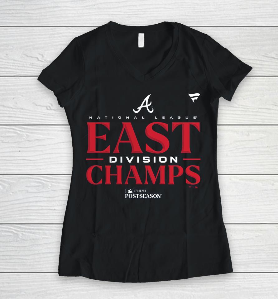 Atlanta Braves Fanatics Branded 2023 Nl East Division Champions Locker Room Women V-Neck T-Shirt