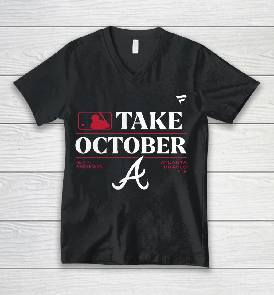 Atlanta Braves Fanatics Branded 2023 Postseason Locker Room Unisex V-Neck T-Shirt