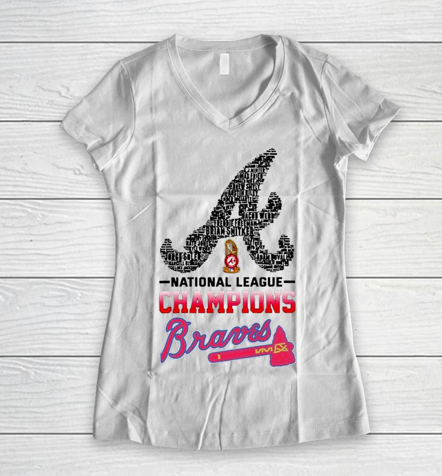 Atlanta Braves National League Champions Women V-Neck T-Shirt