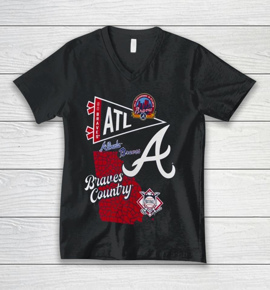 Atlanta Braves Split Zone Braves Country 2024 Unisex V-Neck T-Shirt