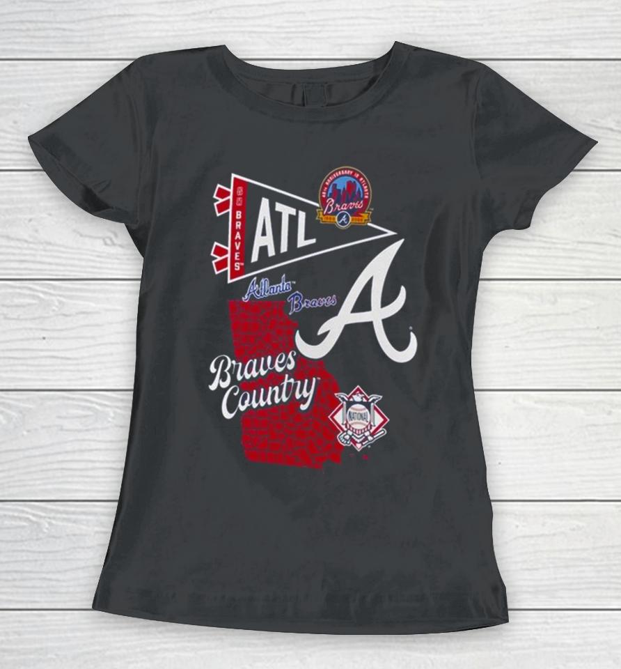 Atlanta Braves Split Zone Braves Country 2024 Women T-Shirt