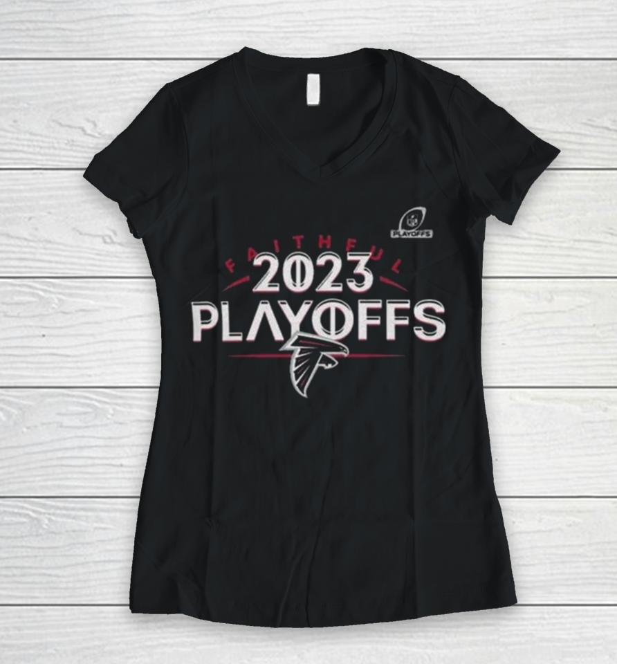 Atlanta Falcons 2023 Nfl Playoffs Faithful Women V-Neck T-Shirt