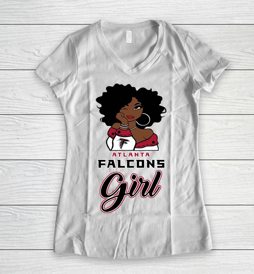 Atlanta Falcons Girl Nfl Women V-Neck T-Shirt