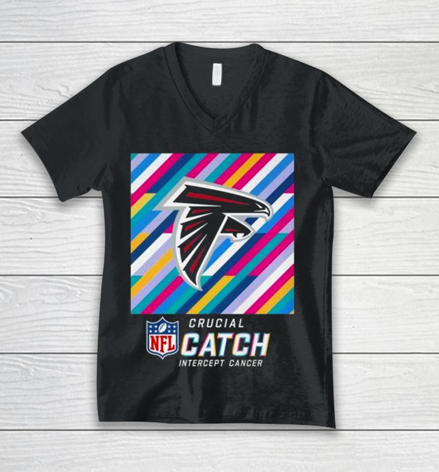 Atlanta Falcons Nfl Crucial Catch Intercept Cancer Unisex V-Neck T-Shirt
