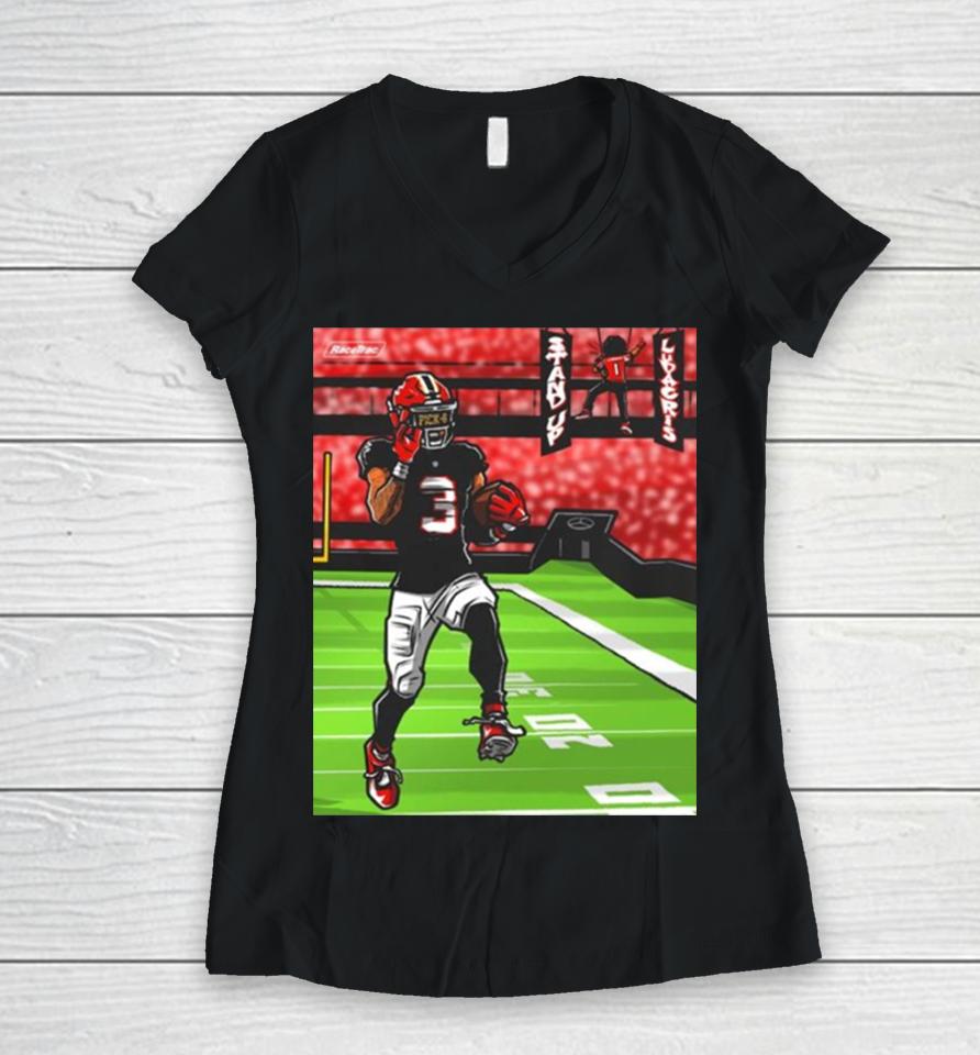 Atlanta Falcons Stand Up Ludacris Women V-Neck T-Shirt