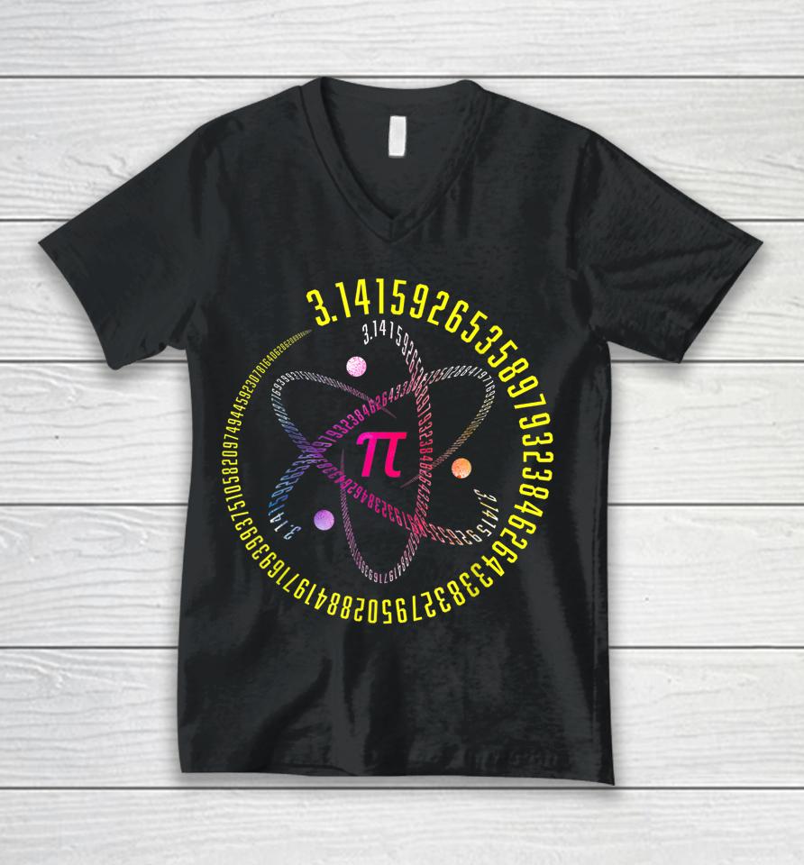 Atom Pi Math Science 3 14 Pi Day Unisex V-Neck T-Shirt