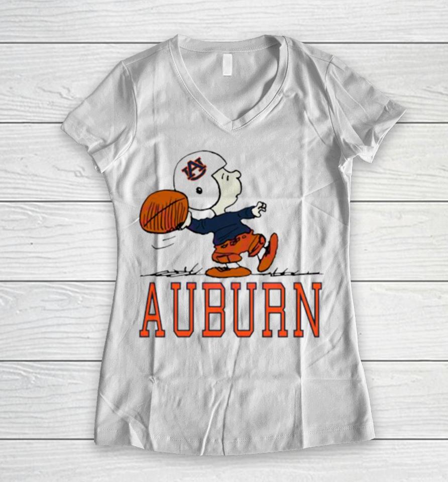 Auburn Charlie Football Cartoon Women V-Neck T-Shirt