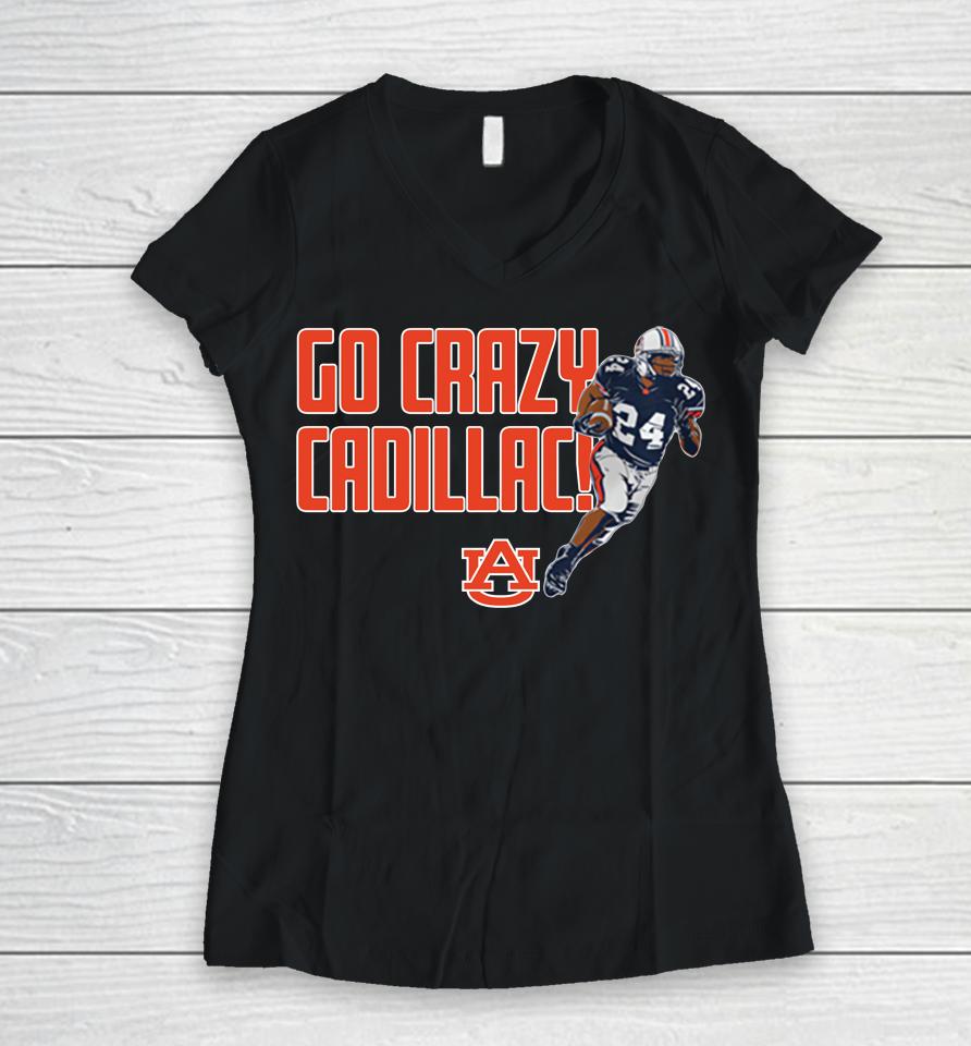 Auburn Football 2022 Go Crazy Cadillac Breakingt Women V-Neck T-Shirt