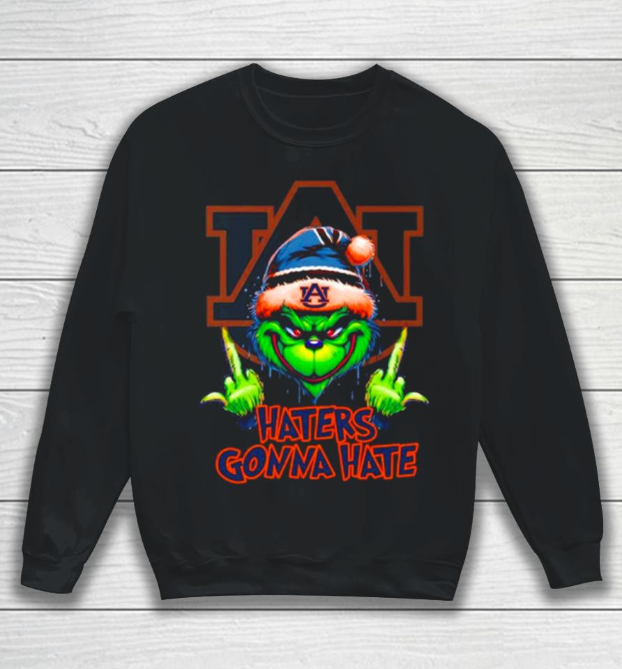 Auburn Tigers Grinch Santa Middle Finger Haters Gonna Hate Sweatshirt
