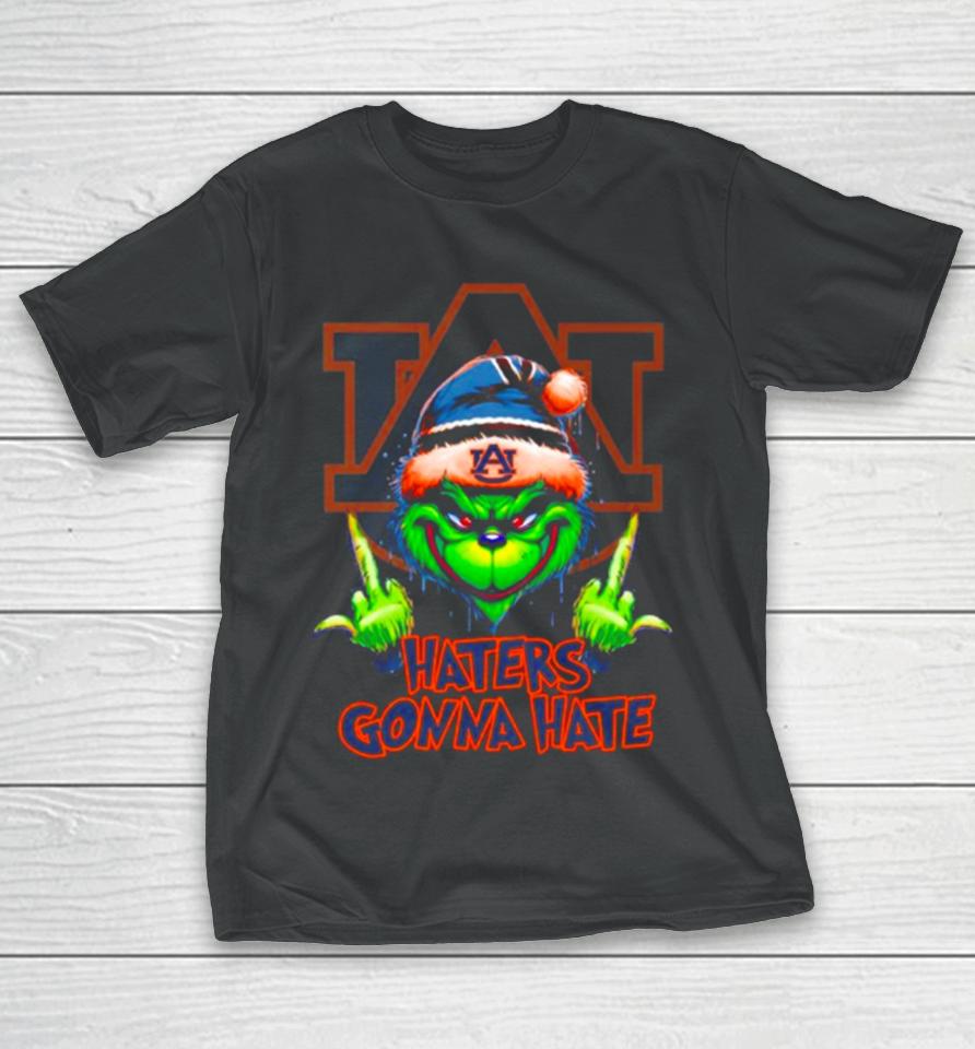 Auburn Tigers Grinch Santa Middle Finger Haters Gonna Hate T-Shirt