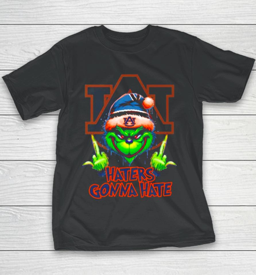 Auburn Tigers Grinch Santa Middle Finger Haters Gonna Hate Youth T-Shirt