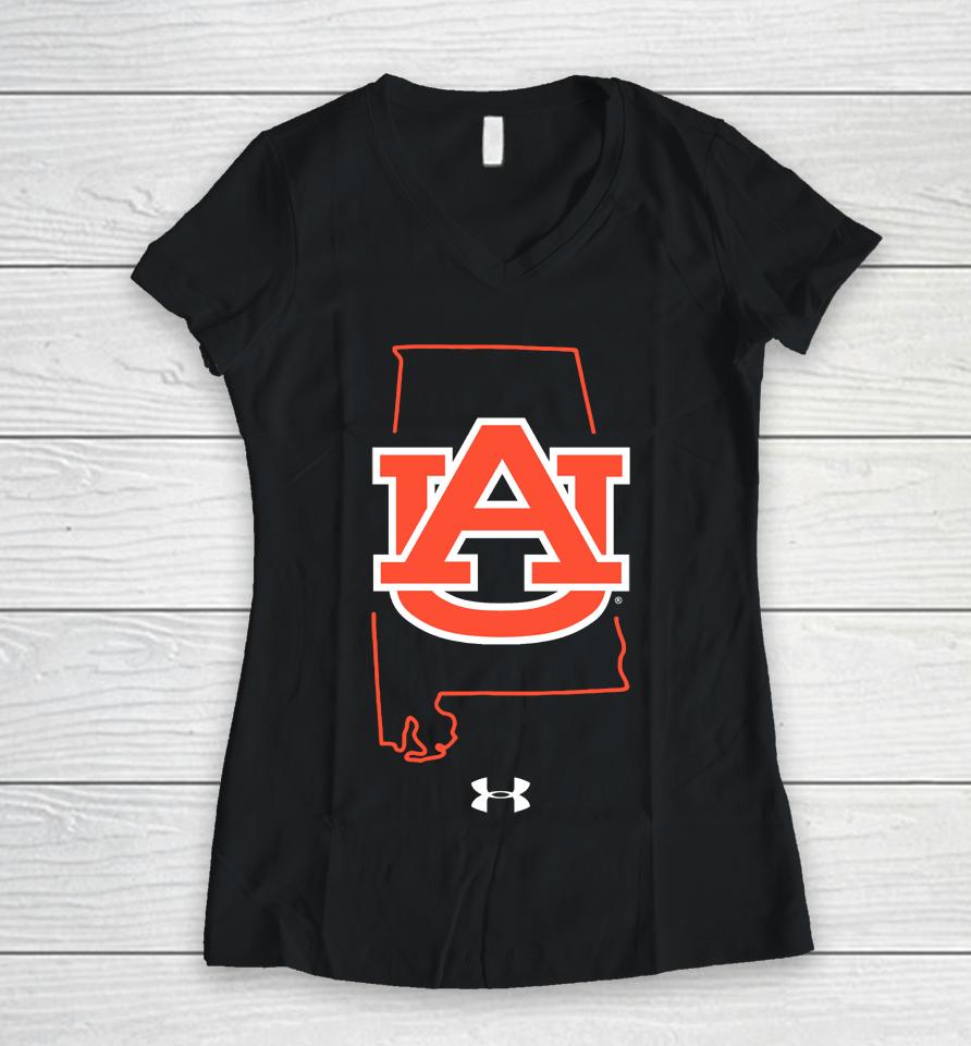 Auburn Tigers Under Armour Performance Logo Women V-Neck T-Shirt