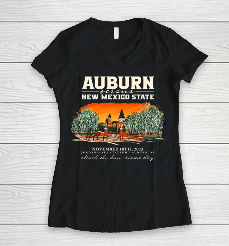 Auburn Vs New Mexico State 2023 Jordan Hare Stadium Women V-Neck T-Shirt