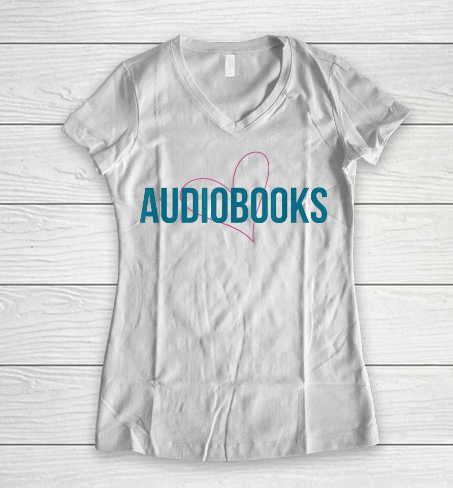 Audiobook Heart Women V-Neck T-Shirt