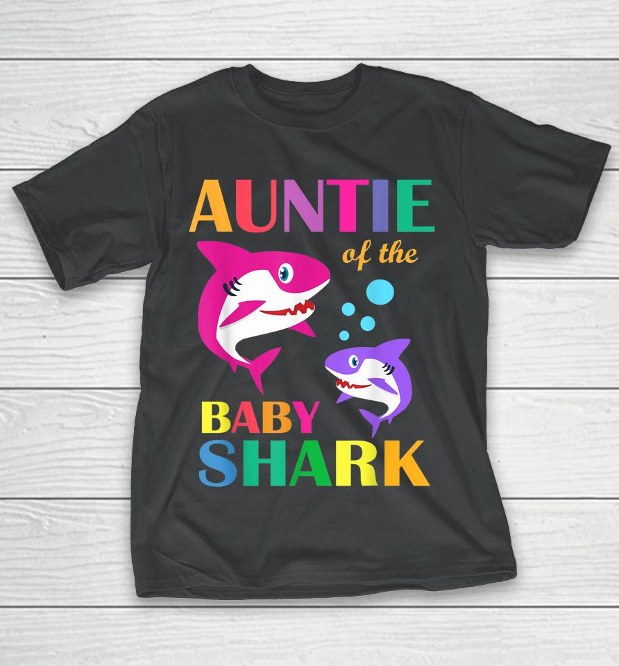 Auntie Of The Baby Birthday Shark Auntie Shark Mother's Day T-Shirt