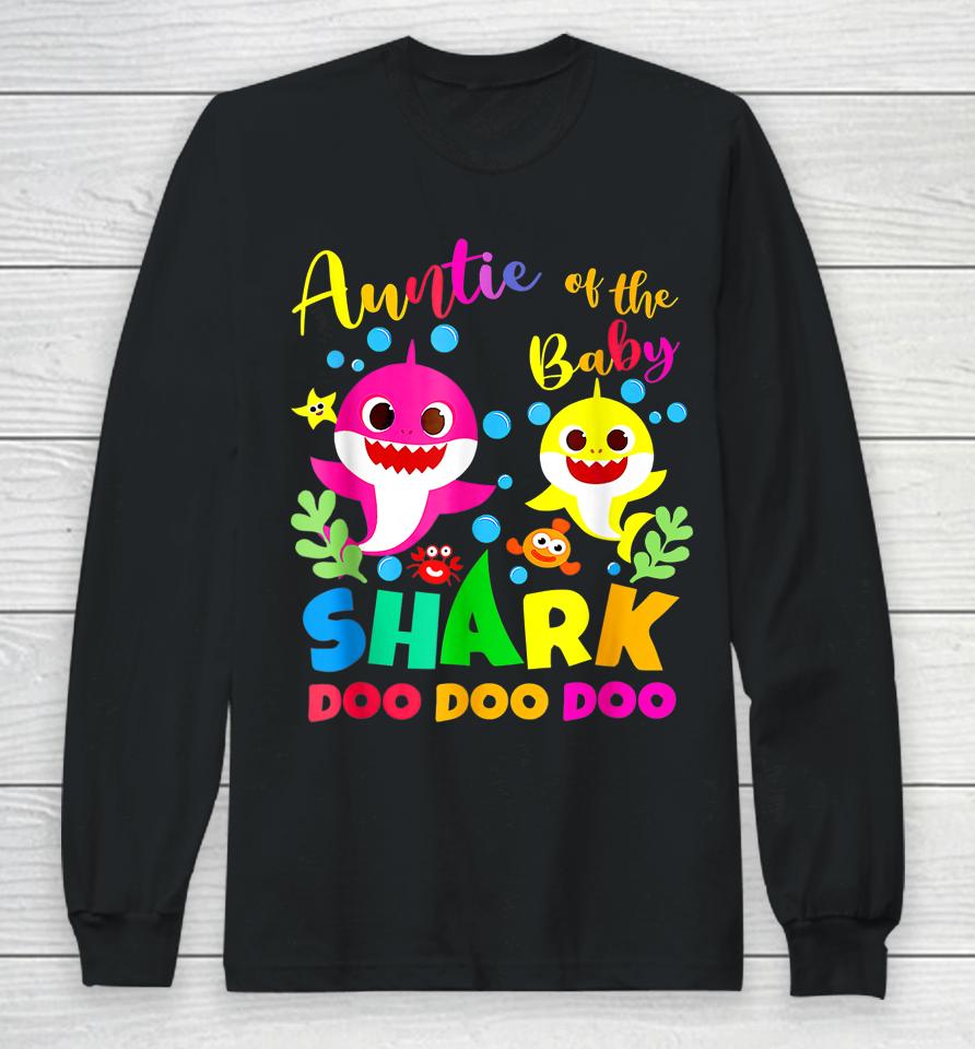 Auntie Shark Birthday Auntie Shark  Family Mother's Long Sleeve T-Shirt