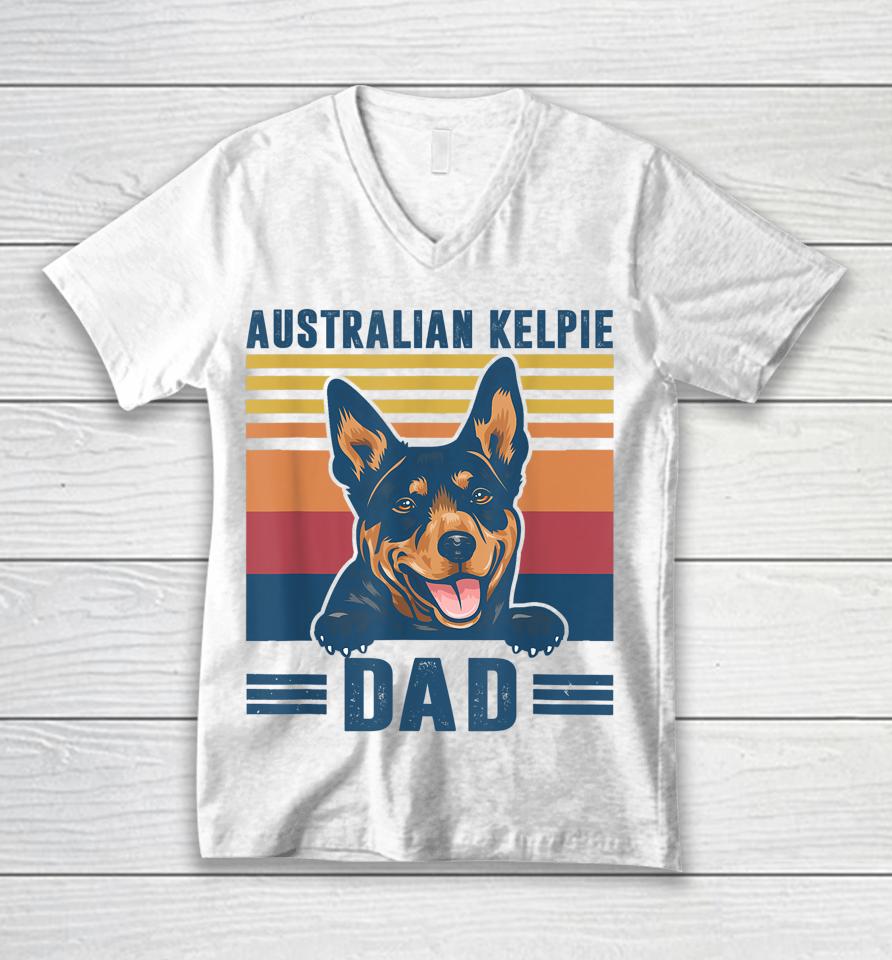 Australian Kelpie Dad Father Retro Australian Kelpie Gifts Unisex V-Neck T-Shirt