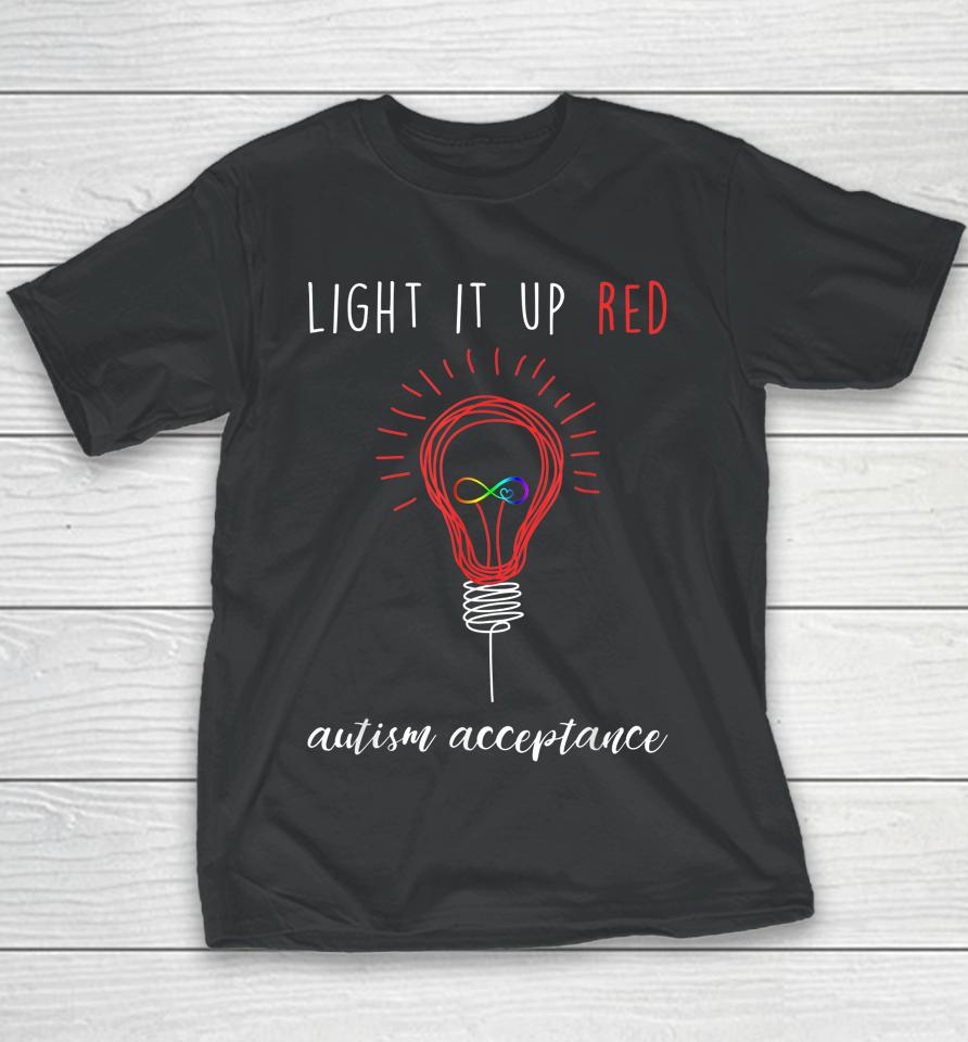 Autism Acceptance Light It Up Red Youth T-Shirt