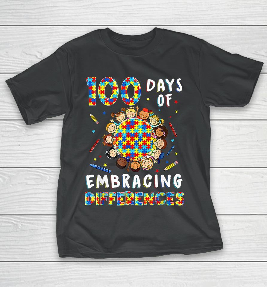 Autism Awarenes Differences 100 Days Of School T-Shirt