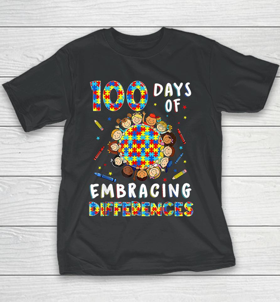 Autism Awarenes Differences 100 Days Of School Youth T-Shirt