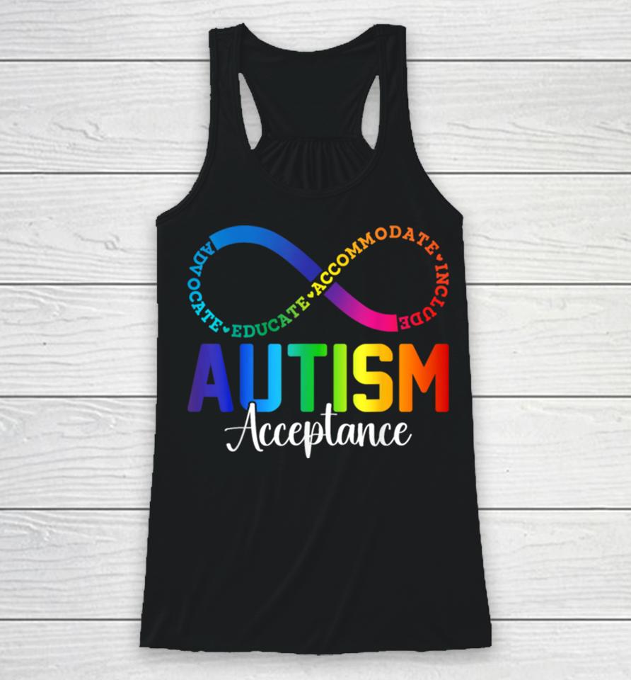 Autism Awareness Acceptance Infinity Symbol Men Women Racerback Tank