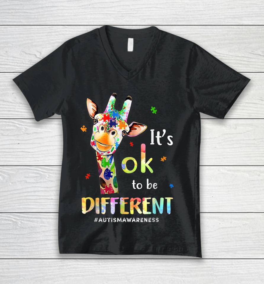 Autism Awareness Acceptance It's Ok To Be Different Unisex V-Neck T-Shirt