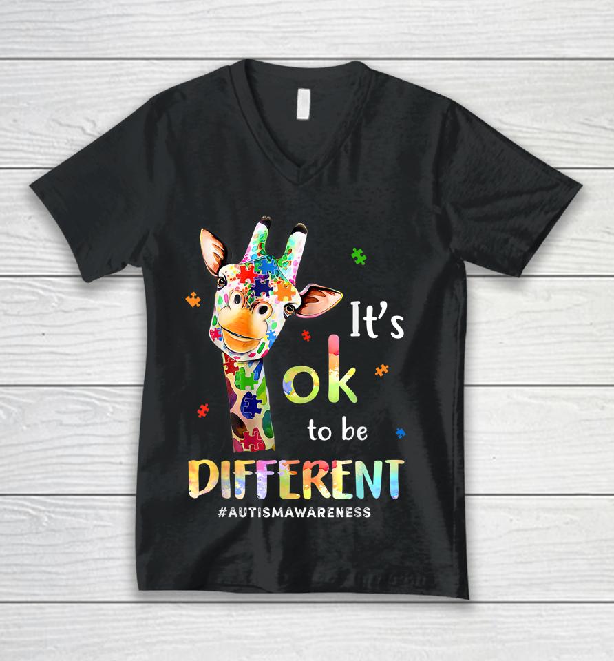 Autism Awareness Acceptance Kid It's Ok To Be Different Unisex V-Neck T-Shirt