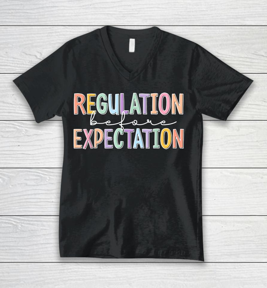 Autism Awareness Acceptance Regulation Before Expectation Unisex V-Neck T-Shirt
