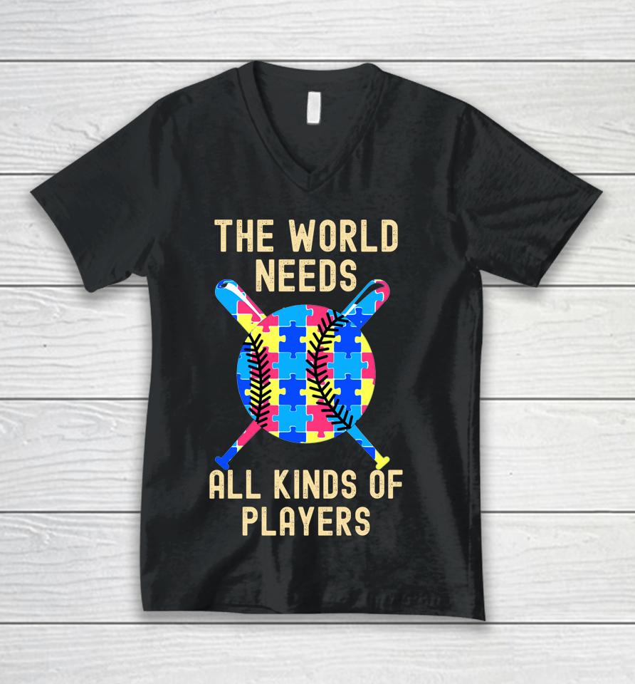 Autism Awareness All Kinds Minds Autistic Support Baseball Unisex V-Neck T-Shirt