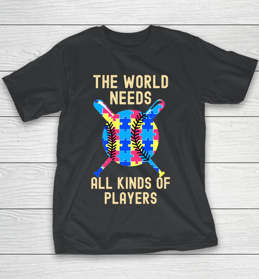 Autism Awareness All Kinds Minds Autistic Support Baseball Youth T-Shirt