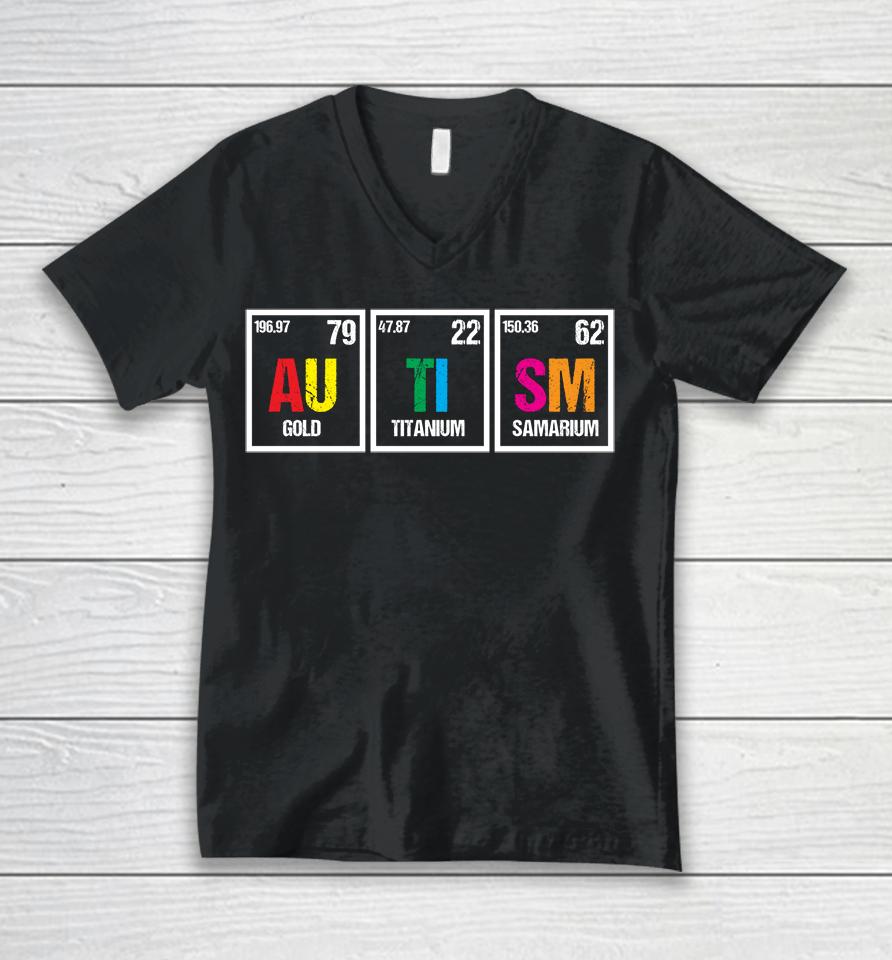 Autism Awareness Chemical Element Unisex V-Neck T-Shirt