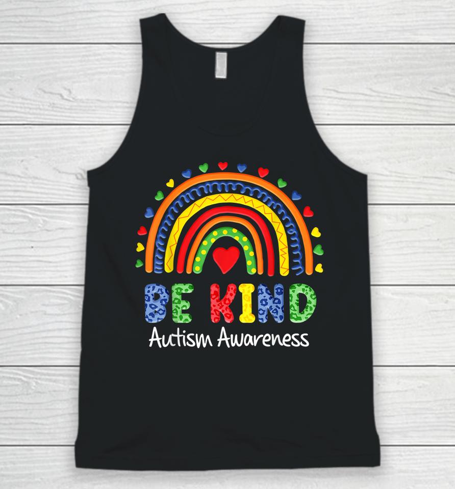 Autism Awareness Day Shirt Colorful Rainbow Be Kind Kids Unisex Tank Top