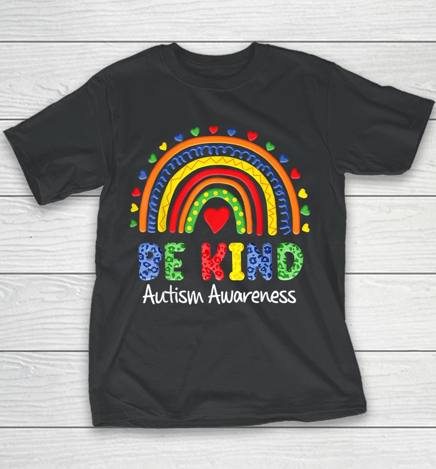 Autism Awareness Day Shirt Colorful Rainbow Be Kind Kids Youth T-Shirt
