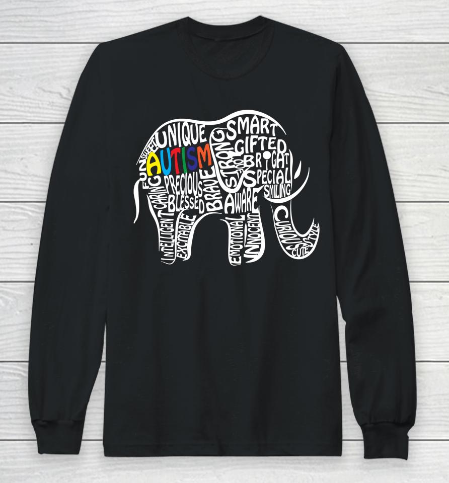 Autism Awareness Elephant Long Sleeve T-Shirt