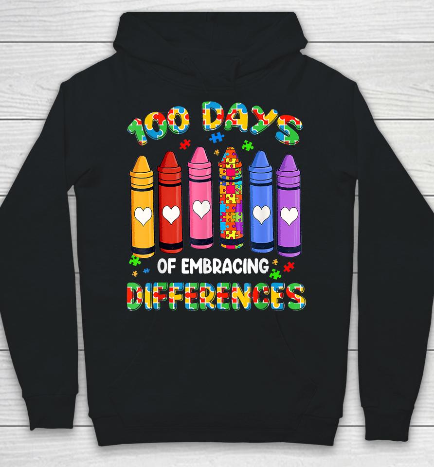 Autism Awareness Embrace Differences 100 Days Of School Hoodie