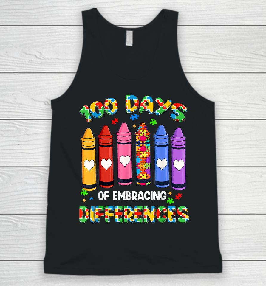 Autism Awareness Embrace Differences 100 Days Of School Unisex Tank Top
