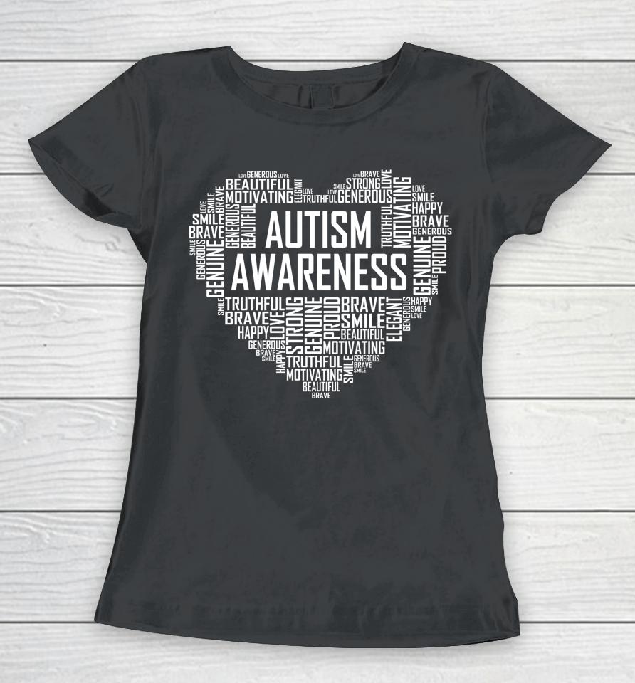 Autism Awareness Gift Heart Proud Support Month Gifts Women T-Shirt